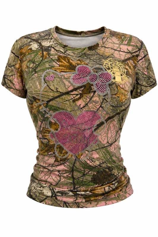 CAMO KITTY BABY TEE O/S