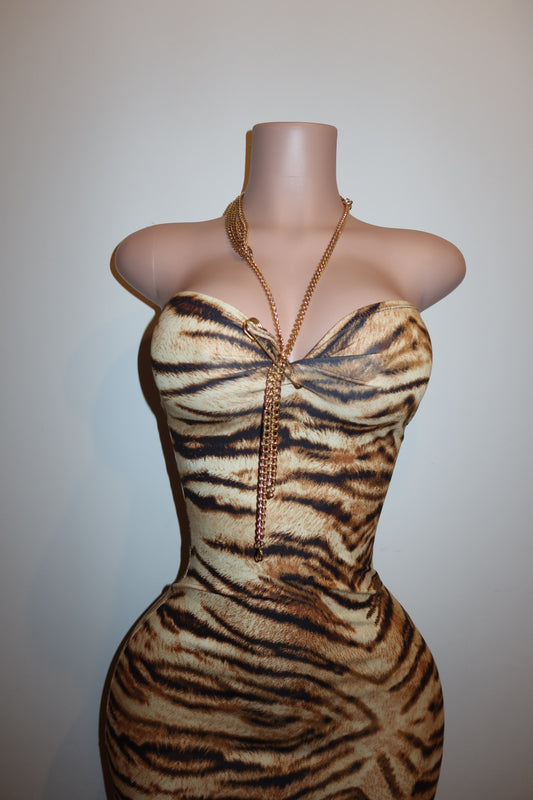 TIGRESS BODY CON MAXI DRESS